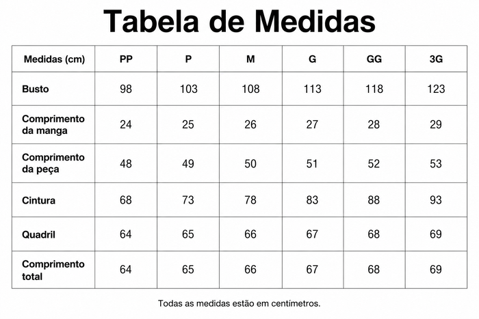 Guia de Tamanhos