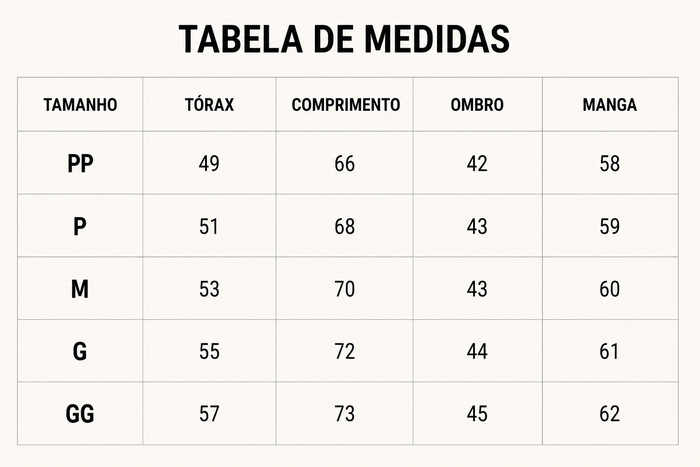 Guia de Tamanhos