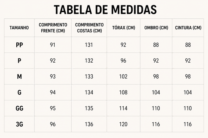Guia de Tamanhos
