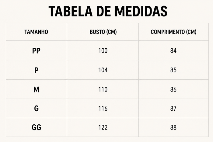 Guia de Tamanhos