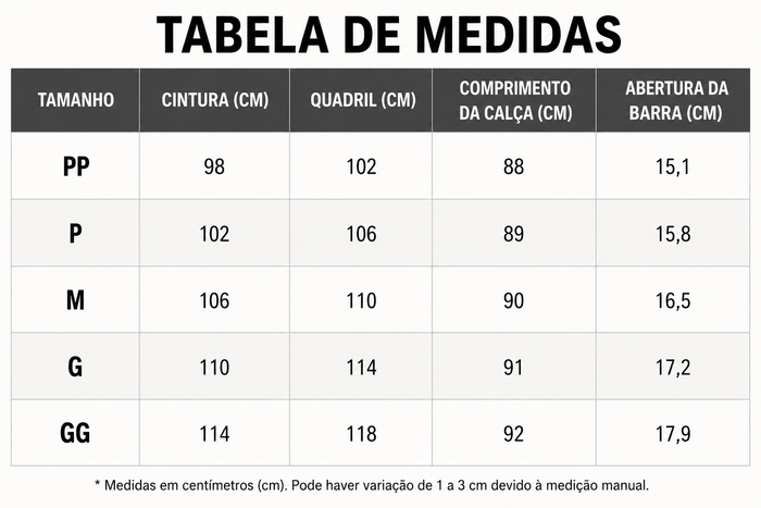 Guia de Tamanhos