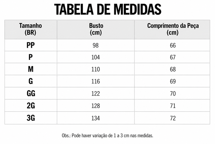 Guia de Tamanhos