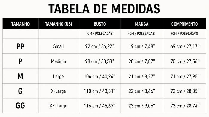 Guia de Tamanhos