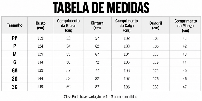 Guia de Tamanhos