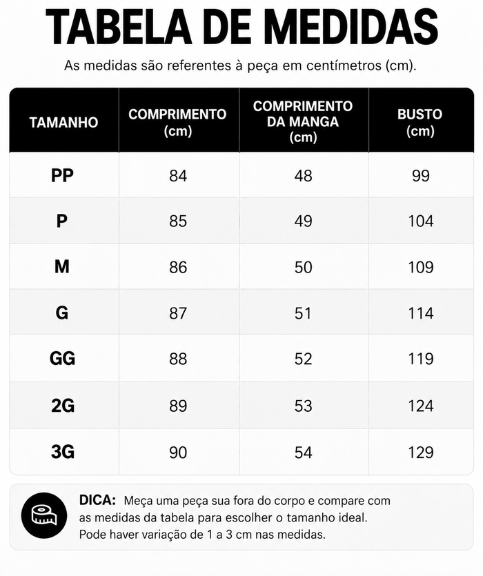 Guia de Tamanhos