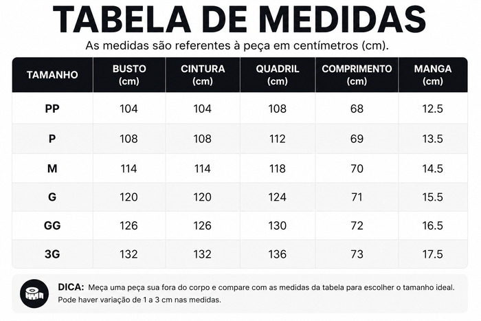 Guia de Tamanhos
