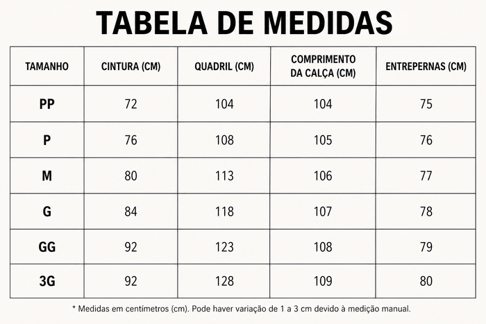 Guia de Tamanhos