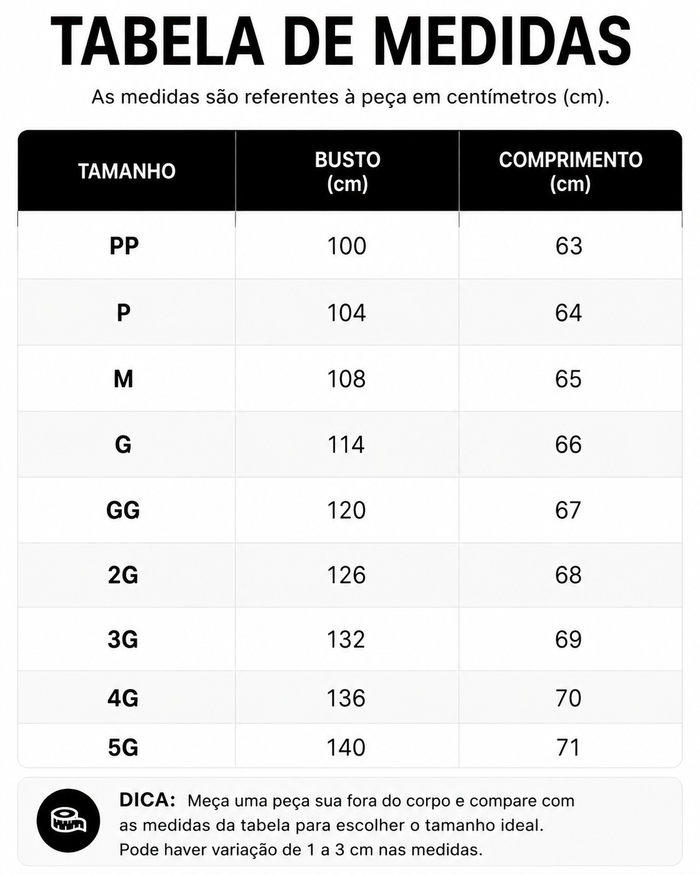 Guia de Tamanhos