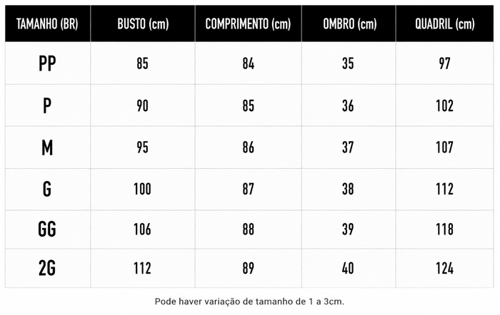 Guia de Tamanhos