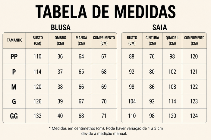 Guia de Tamanhos