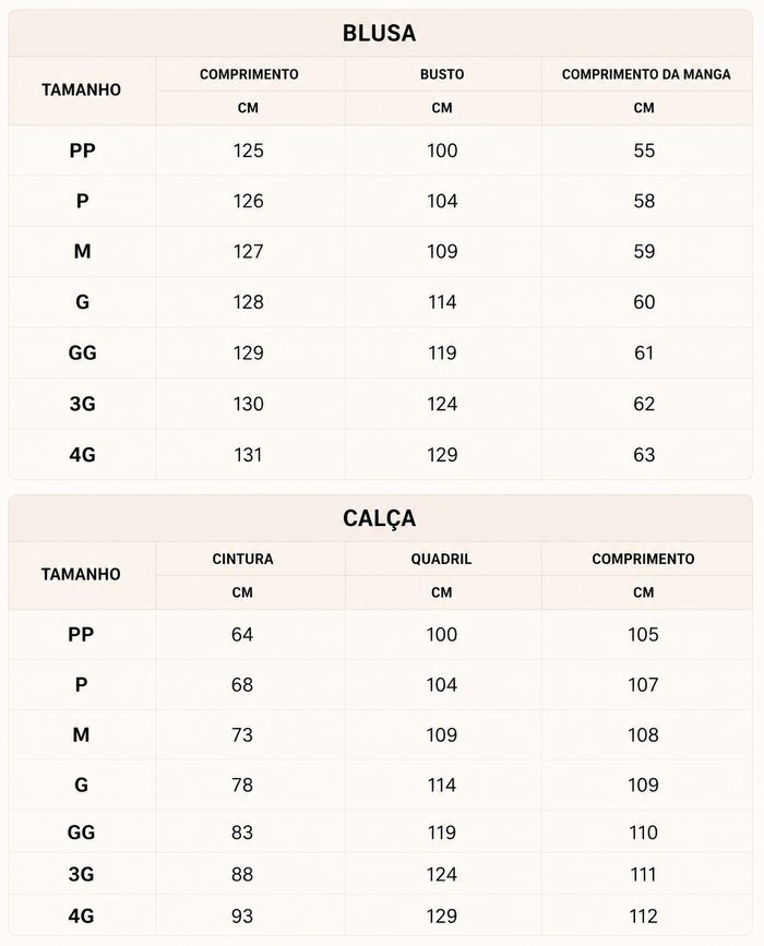 Guia de Tamanhos