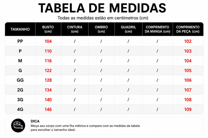 Guia de Tamanhos