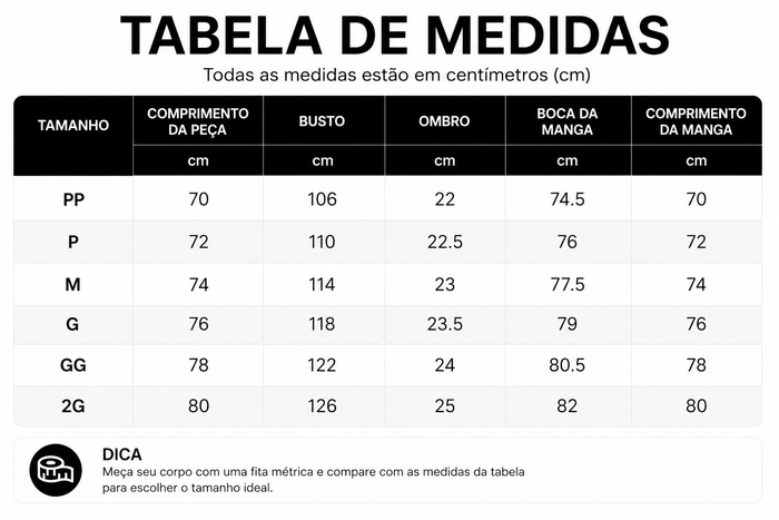 Guia de Tamanhos