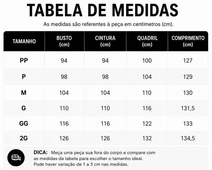 Guia de Tamanhos