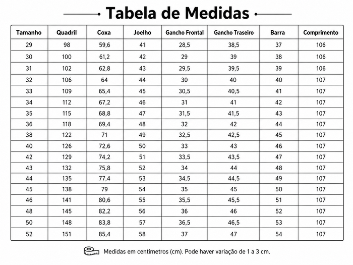 Guia de Tamanhos