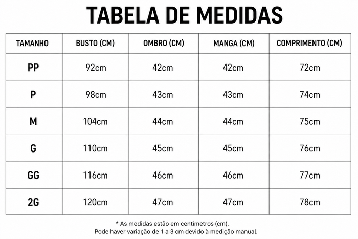 Guia de Tamanhos