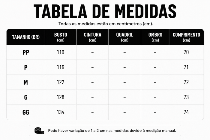Guia de Tamanhos