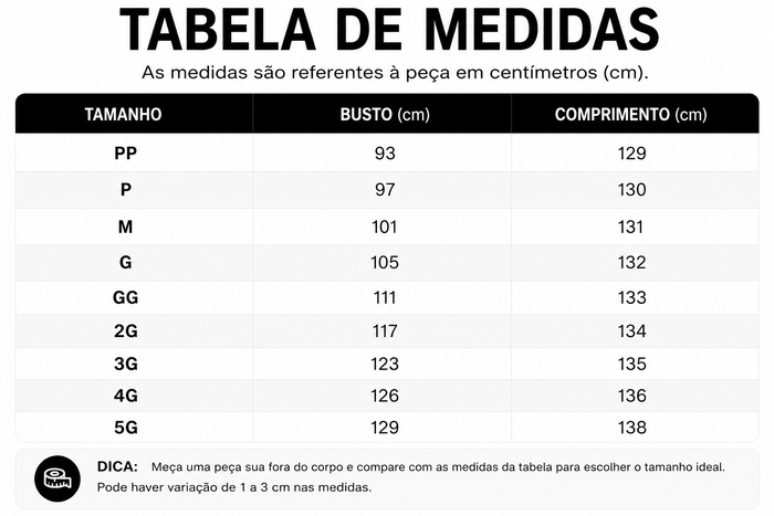 Guia de Tamanhos