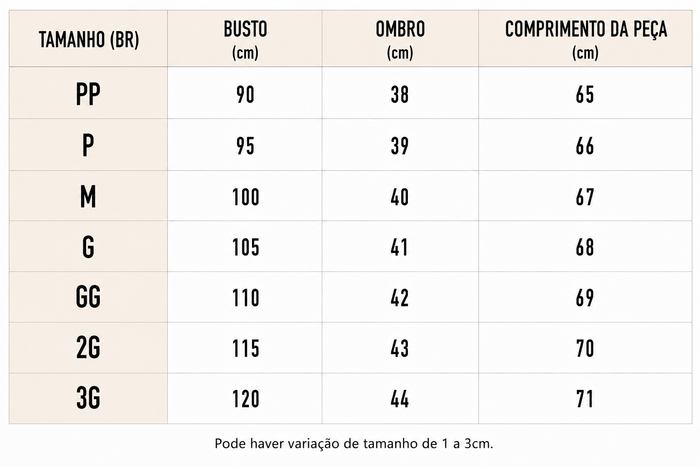 Guia de Tamanhos