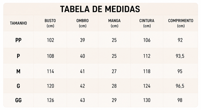 Guia de Tamanhos