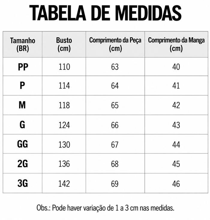 Guia de Tamanhos