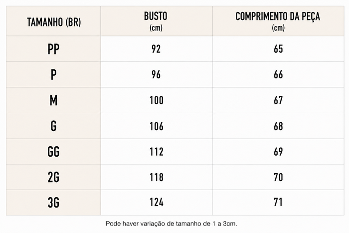 Guia de Tamanhos