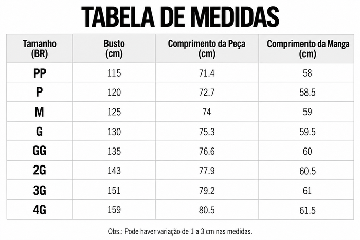Guia de Tamanhos
