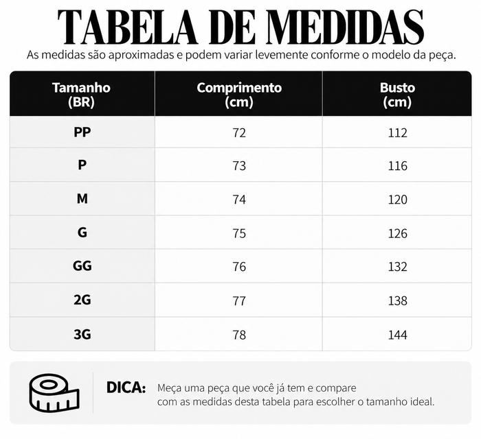Guia de Tamanhos