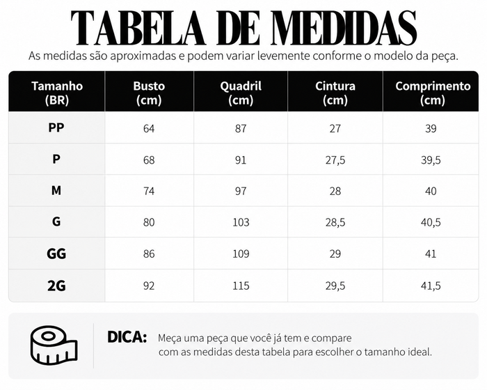 Guia de Tamanhos