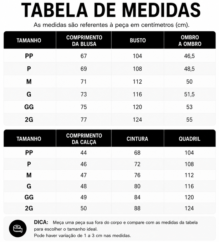 Guia de Tamanhos