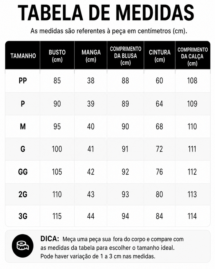 Guia de Tamanhos