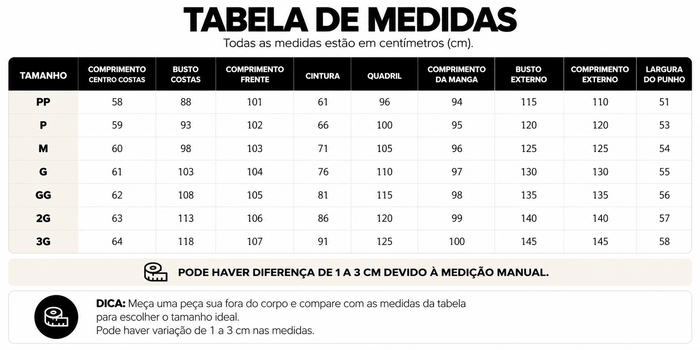 Guia de Tamanhos