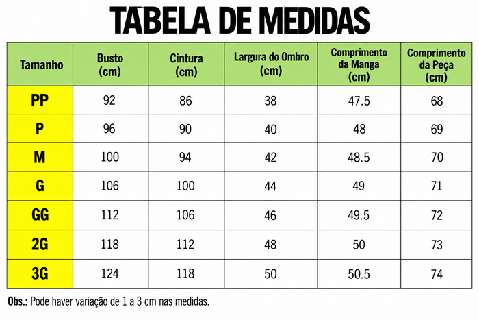 Guia de Tamanhos