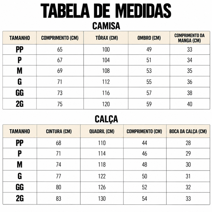 Guia de Tamanhos