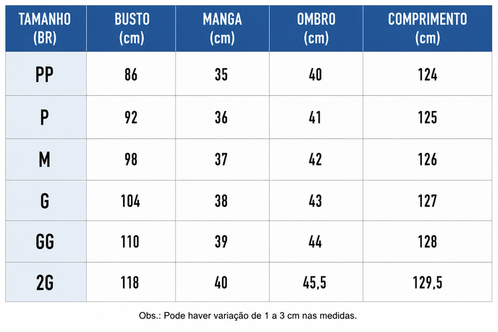 Guia de Tamanhos