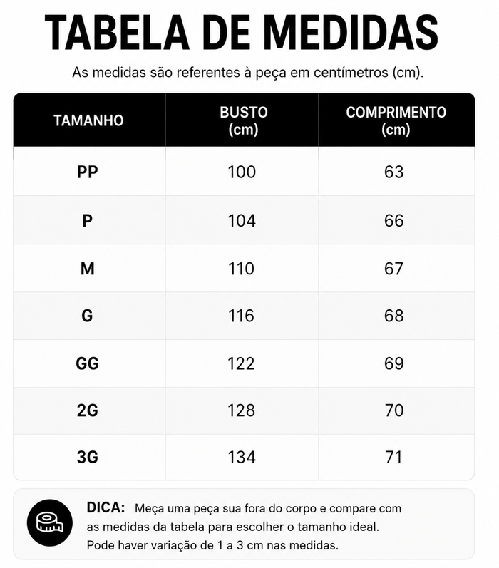 Guia de Tamanhos