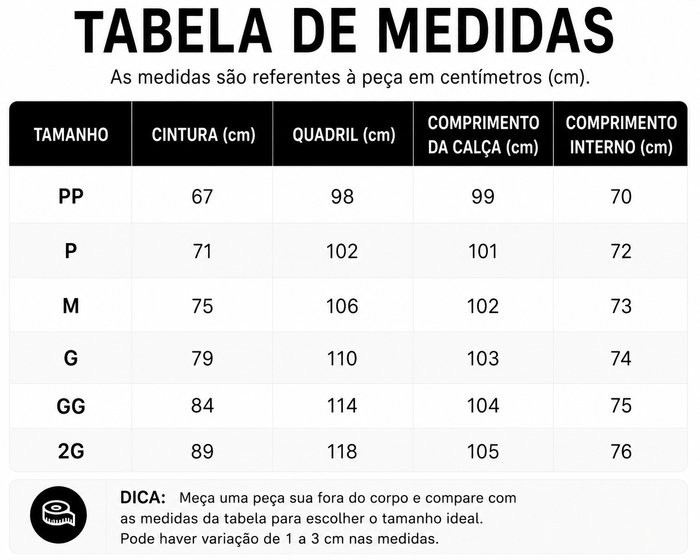 Guia de Tamanhos