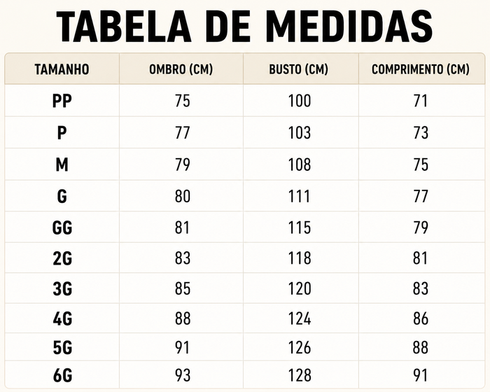 Guia de Tamanhos