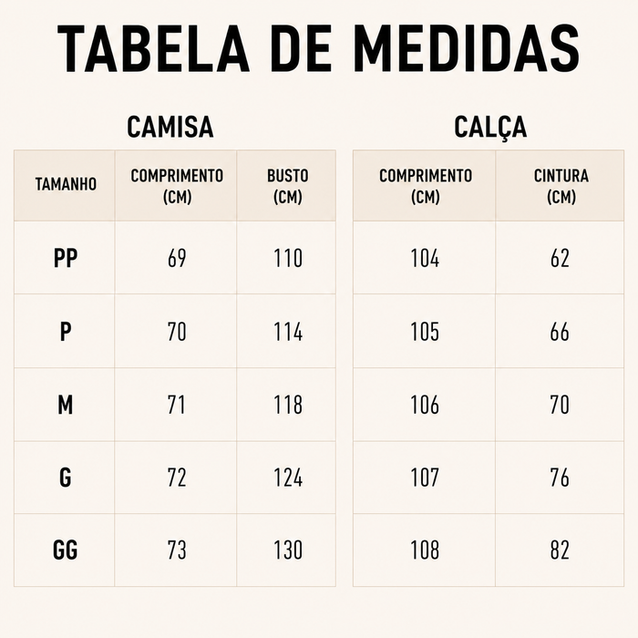 Guia de Tamanhos