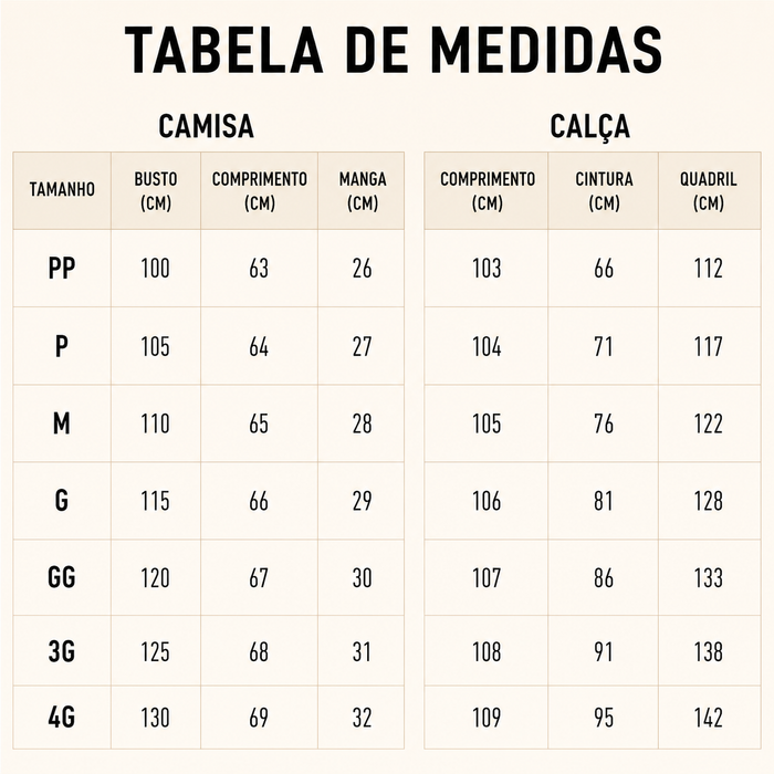 Guia de Tamanhos