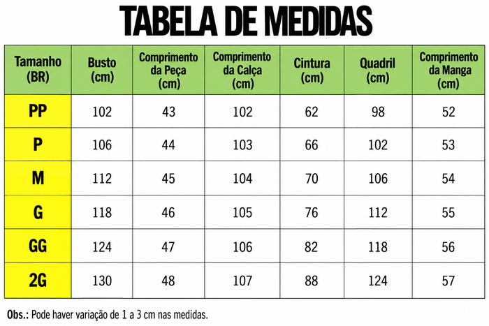 Guia de Tamanhos
