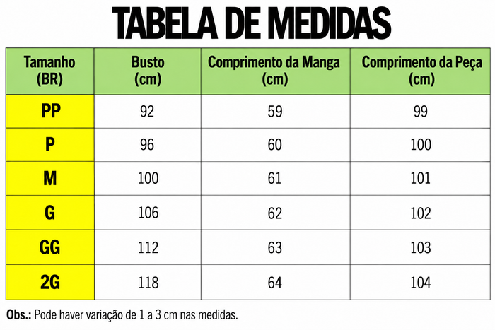 Guia de Tamanhos