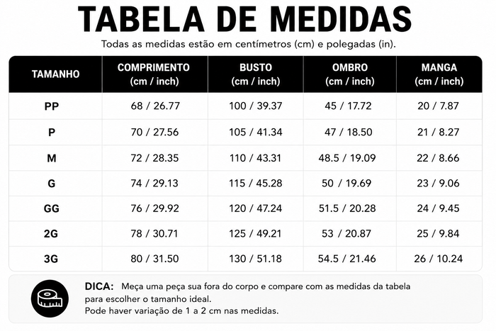 Guia de Tamanhos