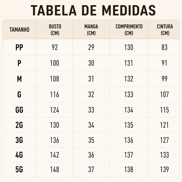 Guia de Tamanhos