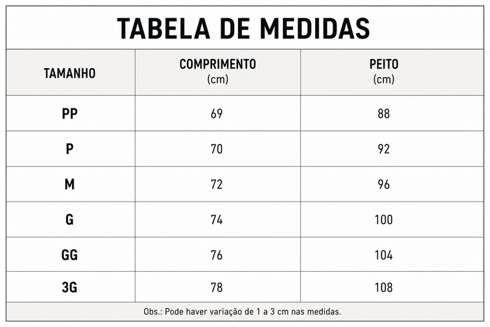 Guia de Tamanhos