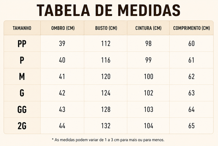 Guia de Tamanhos