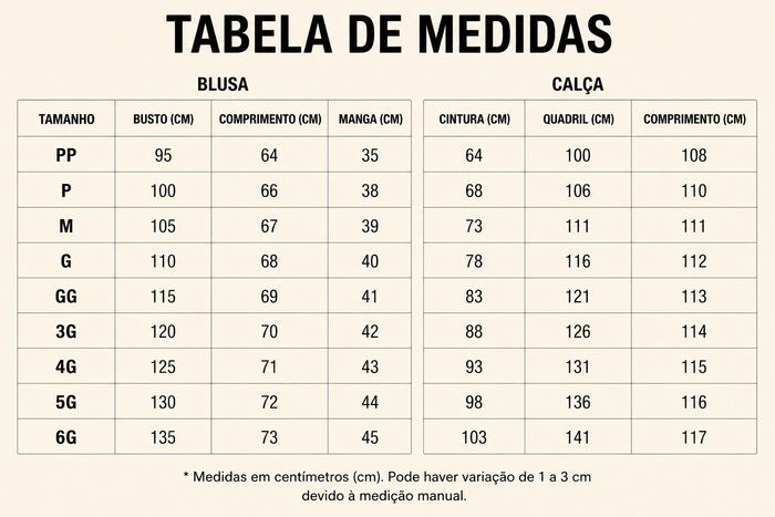 Guia de Tamanhos