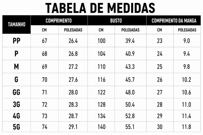 Guia de Tamanhos