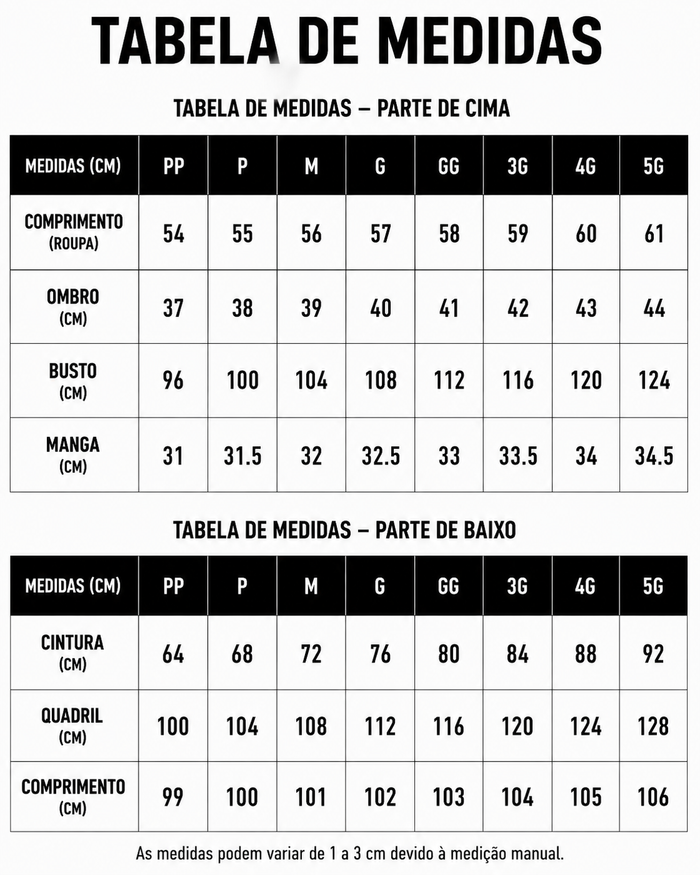 Guia de Tamanhos
