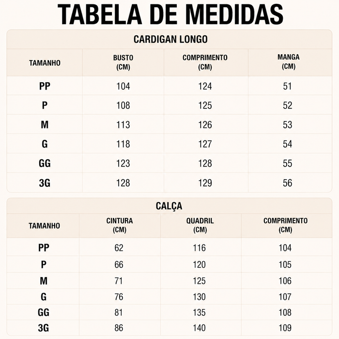 Guia de Tamanhos